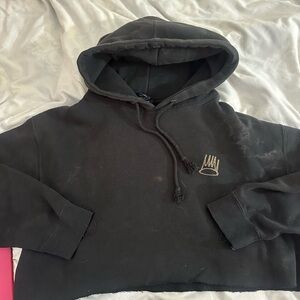 Women's Black Hoodie with Crown Emblem
